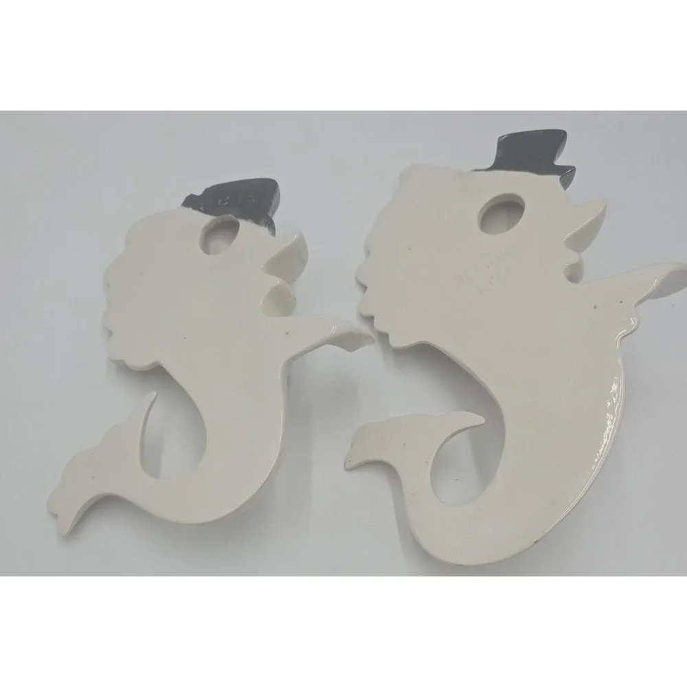 Arnels Vintage Anthropomorphic Fish Wall Plaques Retro Coastal Ceramic Pair